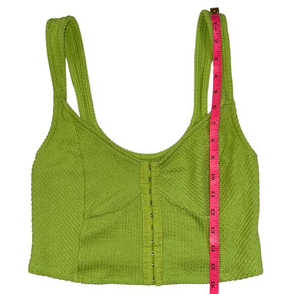 Urban Outfitters UO Estella Green Textured Crop Top Size Medium - Picture 15 of 15